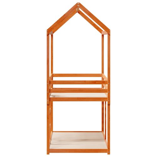 Łóżko z piętrem i daszkiem, woskowy brąz, 80x200 cm na Arena.pl