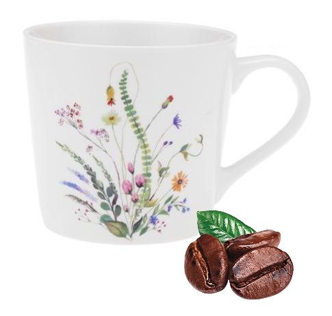 Kubek porcelanowy 400 ml New Bone biały z nadrukiem w kolorowe kwiatki wz.2 na Arena.pl