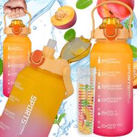 BUTELKA NA WODĘ Z MIARKĄ I WKŁADEM NA OWOCE BIDON ZE SŁOMKĄ NA TRENING 2L