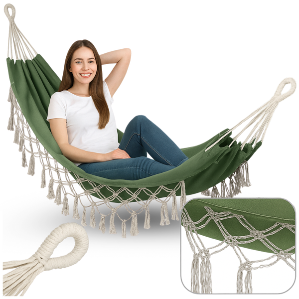 Hamak boho makrama - zielony zdjęcie 1