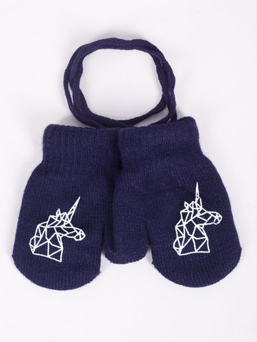 Rękawiczki dziewczęce jednopalczaste ze sznurkiem granatowe 14 YOCLUB na Arena.pl