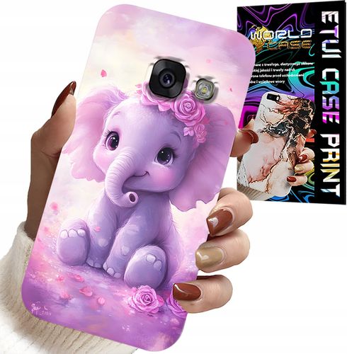 ETUI DO SAMSUNG A5 2017 - SŁODKI SŁONIK NA RÓŻOWYM TLE CASE +FOLIA na Arena.pl
