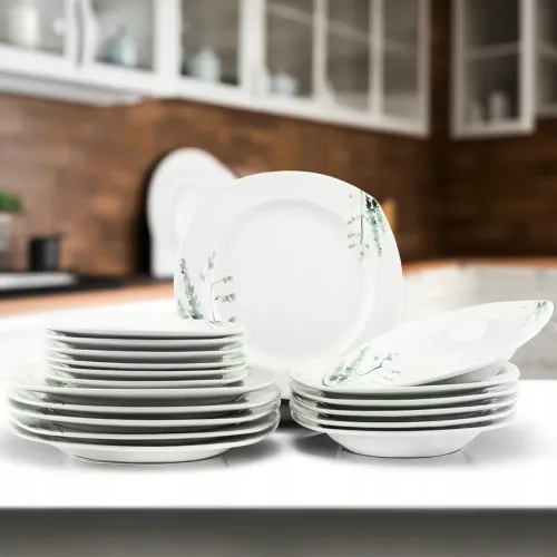 SERWIS OBIADOWY PORCELANOWY ZESTAW TALERZY BIAŁY NA 6 OSÓB WZÓR ZIMA na Arena.pl