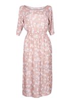 Sukienka damska letnia z rozcięciem kwiaty beżowa M-L YOCLUB