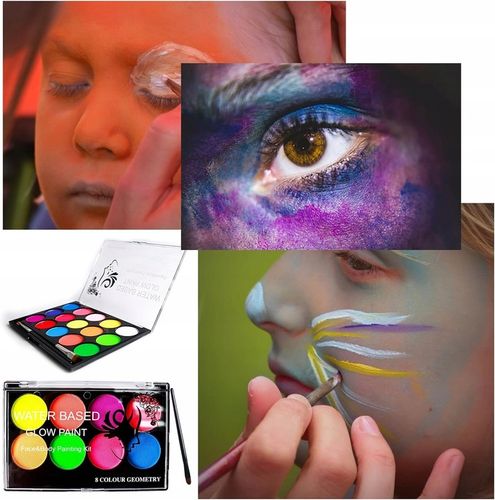 FARBY DO MALOWANIA TWARZY i CIAŁA ŚWIECĄCE W NOCY 15e. ZMYWALNE DLA DZIECI na Arena.pl
