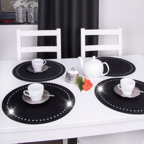 Podkładka dekoracyjna GLAMOUR koło 40 cm czarna srebro na Arena.pl