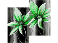 60X60CM KWIATY ZIELONO DWU OBRAZ ŚCIAN