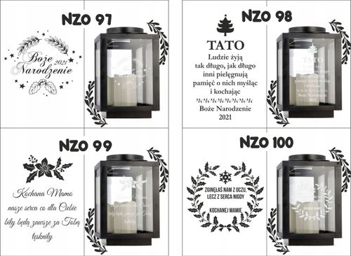 Znicz latarenka na grób z grawerem imię data dedykacja personalizowany wzór na Arena.pl