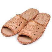 Damskie klapki skórzane naturalne