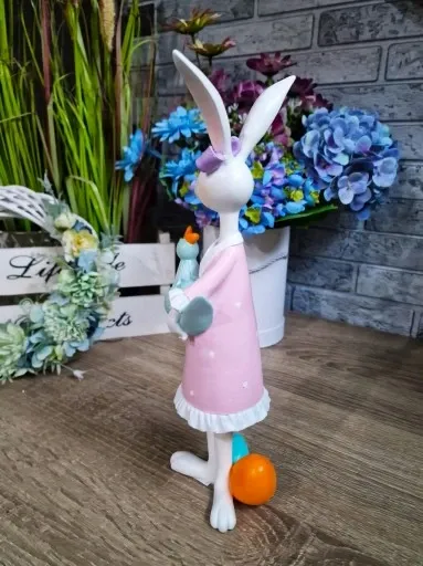 FIGURKA WIELKANOCNY ZAJĄC KRÓLIK z kurą zdjęcie 6