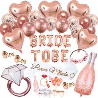 ZESTAW WIECZÓR PANIEŃSKI BALONY SZARFA ZŁOTY RÓŻ DEKORACJE BALON GIRLANDA