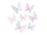 Naklejki na ścianę 3D, Motyle, ażurkowe holograficzne srebrne, 12 szt.