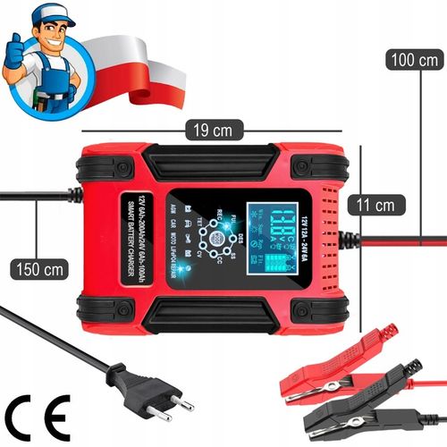 Prostownik SAMOCHODOWY AUTOMATYCZNY Z FUNKCJĄ NAPRAWY AKUMULATORÓW 12V 24V na Arena.pl