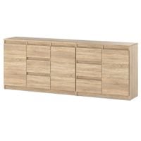 Komoda Drewniana Młodzieżowa 6 Szuflad 200cm Pojemna Szafka Dąb Sonoma