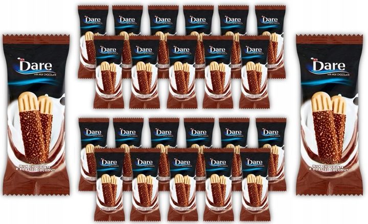 24 x 44,5G DARE Ciastka w Polewie Czekoladowej Posypane Prażonym KOKOSEM zdjęcie 1