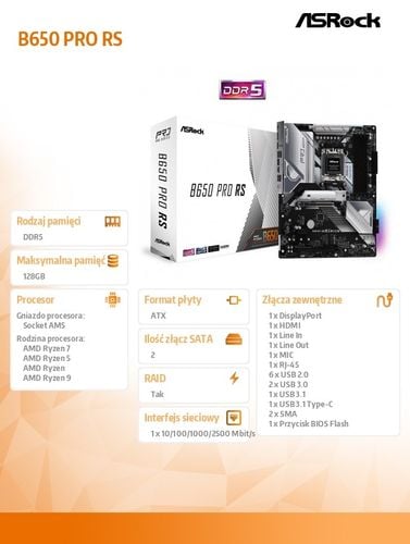 Płyta główna ATX ASRock B650 Pro RS na Arena.pl
