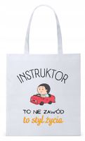 Torba Biała Eco Shopper Dla Instruktora Prezent Z Nadrukiem Ze Zdjęciem
