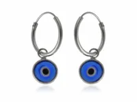 DELIKATNE SREBRNE WISZĄCE KOLCZYKI KOŁA KÓŁKA Z OZDOBĄ OKO PROROKA OCZKO