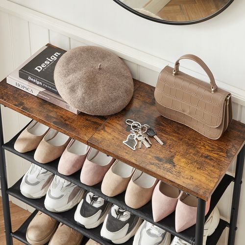 Regał Szafka na Obuwie Stojak Półka Organizer LOFT Komoda Czarna na Arena.pl