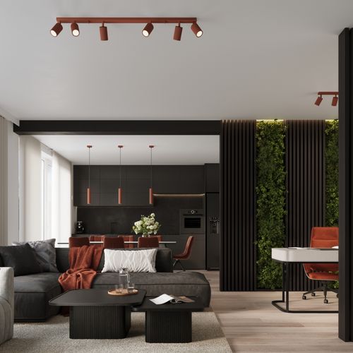 Lampa wisząca KARBON 3L ochra czerwona na Arena.pl