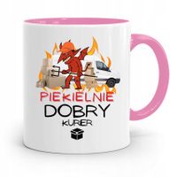 Kubek Różowy Dla Kuriera Piekielnie Dobry Prezent Z Nadrukiem Ze Zdjęciem