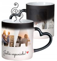 MAGICZNY KUBEK Z WŁASNYM FOTO NADRUKIEM ZDJĘCIEM NAPISEM NA PREZENT serce