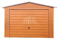 GARAŻ BLASZANY 3,5m x 6m dwuspad - Brama uchylna + drzwi - złoty dąb TS226 3,5x6