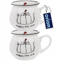2x Kubek KOTY KOTKI ceramiczny do picia kawy herbaty ziół beczułka 300 ml