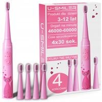 Szczoteczka Soniczna Elektryczna Dla Dzieci Do Zębów 3-12 Lat + 4 Główki