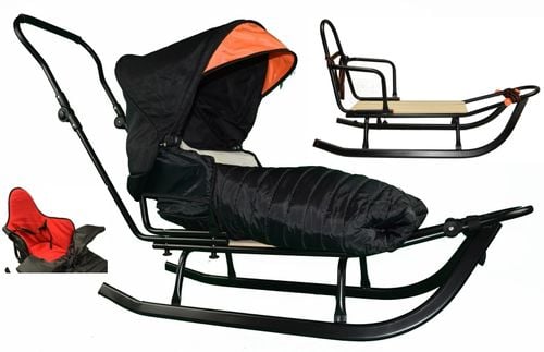 DUŻE SANKI Z PCHACZEM OPARCIEM ŚPIWORKIEM I BUDKĄ na Arena.pl