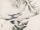Plakat 80x60cm Snowscape,  Kōno Bairei Japoński Vintage do Salonu