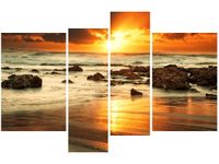 130CM 85 OBRAZ 4 ELEM WSCHÓD SŁOŃCA WZBURZONYM OCEANEM ŚCIENNY