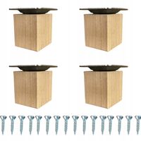 Komplet 4 x nogi meblowe KWADRATOWE drewniane bukowa surowa 5 cm MOCOWANIE
