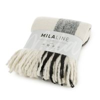 Koc na fotel moherowy z frędzlami 130X170 czarny + krem