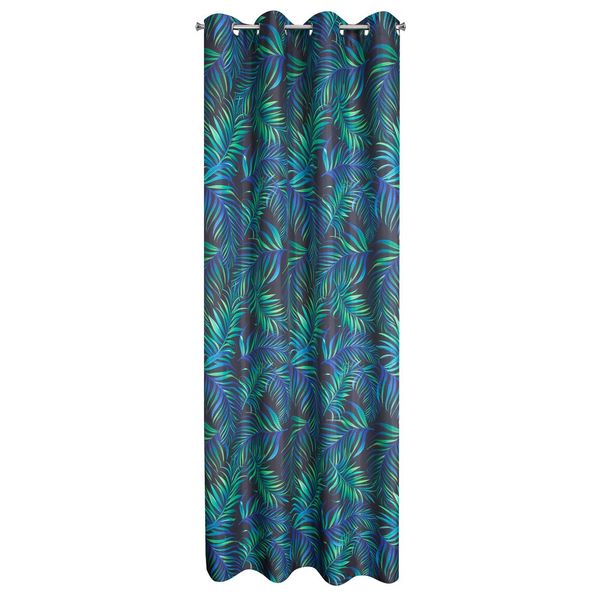 Zasłona gotowa na przelotkach PALMS 140x250 czarna zielona w liście zdjęcie 8