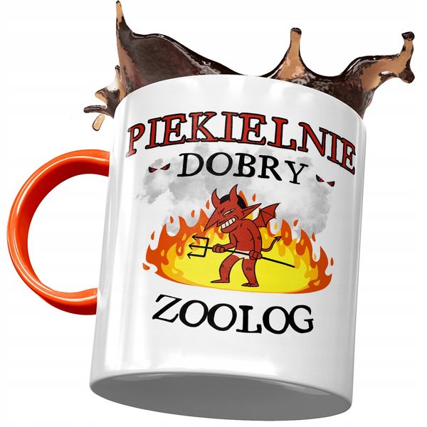 Kubek Pomarańczowy Dla Zoologa Piekielnie Dobry Z Nadrukiem Ze Zdjęciem zdjęcie 1