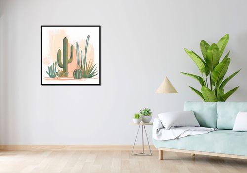 Plakat 80x80cm Ilustracja Kaktusów na Arena.pl