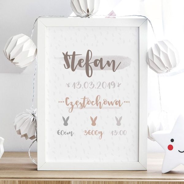 Plakat Metryczka P129- rozmiar plakatu A4 (21 cm x 29,7 cm) zdjęcie 1