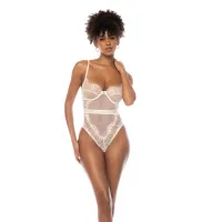 obsessive teddy m ivory - koronkowe body z regulacją i zapięciem