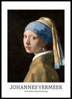 Plakat 50x70cm Design Girl with a Pearl, Vermeer Vintage do Salonu