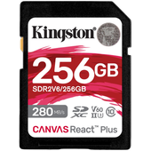 kingston 256gb sdxc canvas react plus sdxc uhs-ii 280r/150w u3 v60