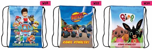 Worek plecak dla dzieci do przedszkola szkoły PERSONALIZOWANY różne wzory na Arena.pl