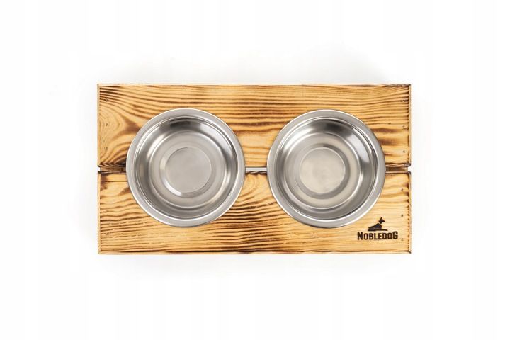 MISKI NA STOJAKU dla psa MAŁEGO STOJAK DREWNIANY bufet 2x0,45 L + treserki zdjęcie 10