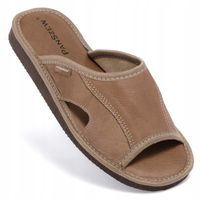 Kapcie Męskie Skórzane, Klapki Odkryte Brązowe 40-46 PanSzew