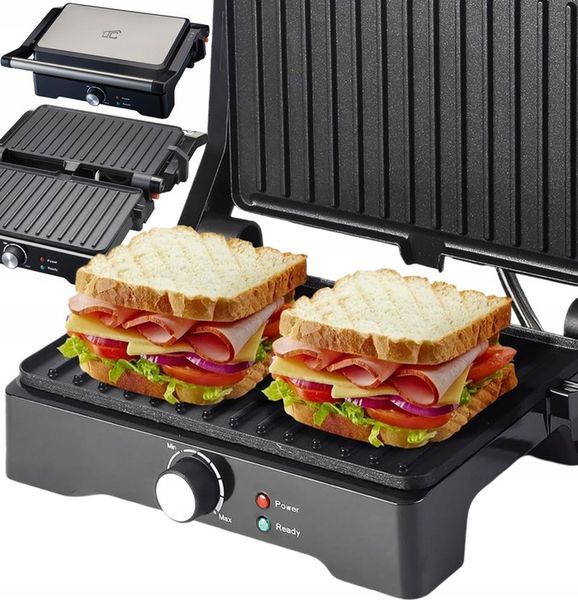 OPIEKACZ TOSTER GRILL DO KANAPEK PANINI ELEKTRYCZNY ROZKŁADANY 180° zdjęcie 1