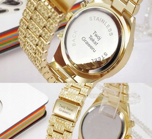 ZŁOTY ZEGAREK DAMSKI Z KRYSZTAŁAMI NA BRANSOLECIE 585 NA PREZENT DLA ŻONY na Arena.pl