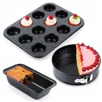 3x Forma GRANITOWA blacha do pieczenia muffinek chleba ciasta tortownica