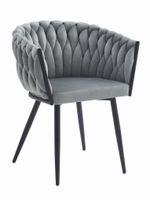 Krzesło szare pikowane eleganckie ORION aksamit do salonu jadalni