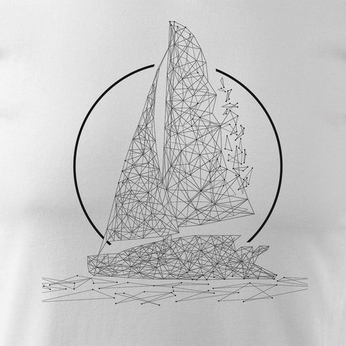 Koszulka żeglarska dla żeglarza z jachtem żaglówką męska biała REGULAR S na Arena.pl