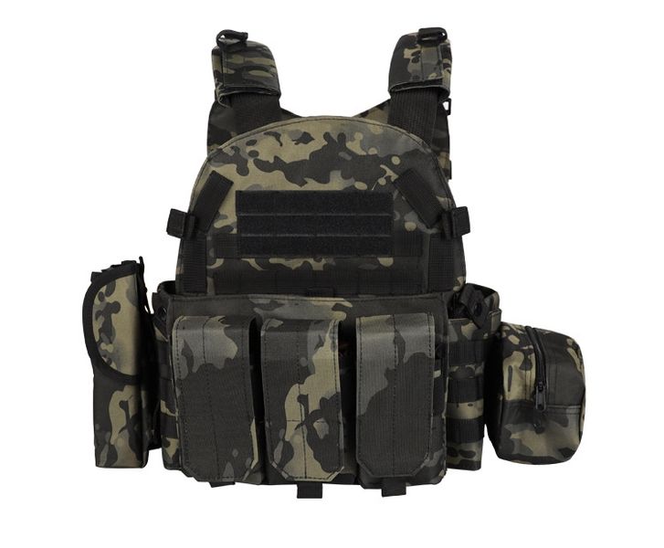 KAMIZELKA WOJSKOWA TAKTYCZNA WOJSKOWA Torby 600D MOLLE Black Camo zdjęcie 1